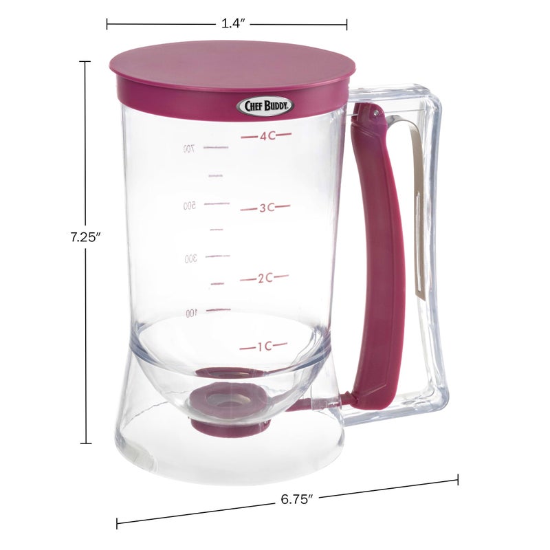 Chef Buddy Pancake Batter Dispenser - Batter Dispenser with Squeeze Handle for Waffles, Muffins, and Crepes - Kitchen Gadgets for Baking (Purple) - Image 2